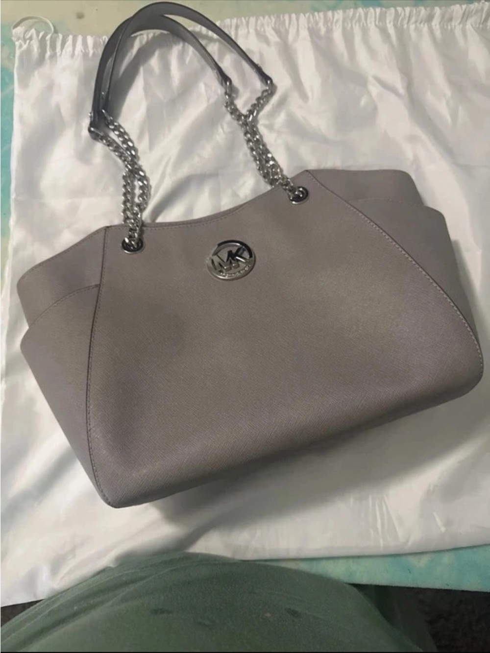 Michael Kors Gray Taupe Chain-Handle Shoulder Bag
